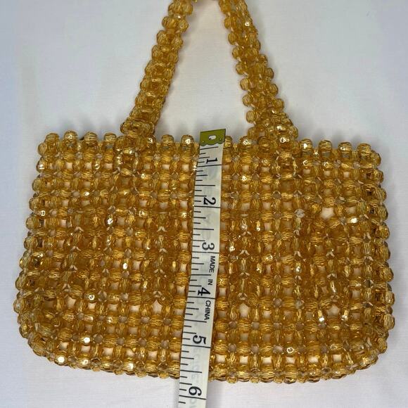 Vintage Acrylic Crystal Beaded Evening Bag Yellow - Picture 8 of 11